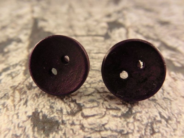 Rustikale Natur Holz Knopf Ohrstecker Button Roh